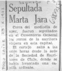 Sepultada Marta Jara.