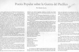 Poesía popular sobre la Guerra del Pácifico