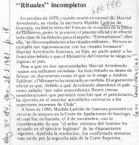 Rituales" incompletos.