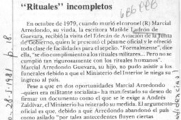 Rituales" incompletos.