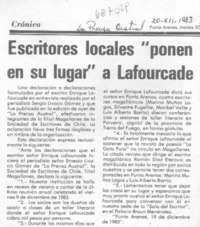 Escritores locales "ponen en su lugar" a Lafourcade.