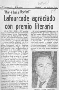 Lafourcade agraciado con premio literario.