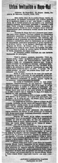 Lírica invitación a Rapa-Nui