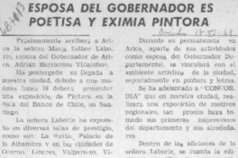 Esposa del gobernador es poetisa y eximia pintora.