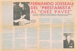 Fernando Josseau: del "Prestamista" al "Chez Pavez" : [Entrevista]