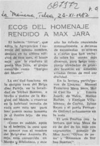 Ecos del homenaje rendido a Max Jara.