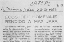 Ecos del homenaje rendido a Max Jara.
