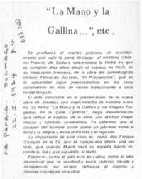 "La Mano y la gallina--", etc.
