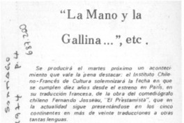 "La Mano y la gallina--", etc.