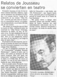 Relatos de Josseau se convierten en teatro.