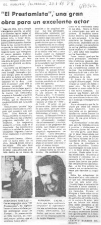 "El Prestamista", una gran obra para un excelente actor