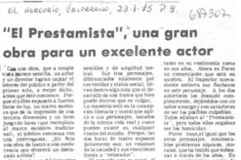 "El Prestamista", una gran obra para un excelente actor