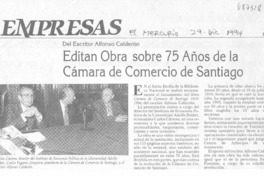 Editan obra sobre 75 años de la Cámara de comercio de Santiago.