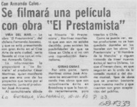 Se filmará una película con obra "El prestamista".