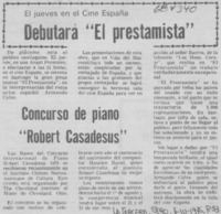Debutará "El prestamista".