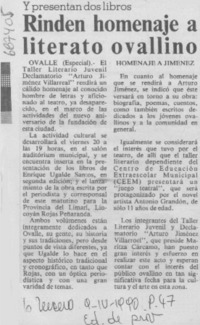 Rinden homenaje a literato ovallino.