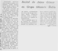 Recital de Jaime Gómez en grupo Literario Ñuble.