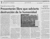 Presentarán libro que advierte destrucción de la humanidad
