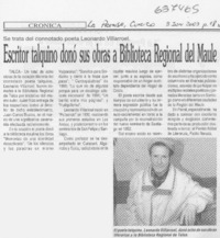 Escritor talquino donó sus obras a Biblioteca Regional del Maule.