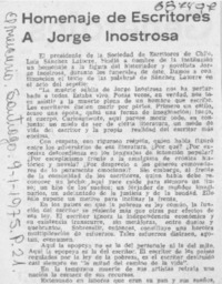 Homenaje de escritores a Jorge Inostrosa.