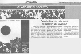 Fundación Neruda sacó su boletín de invierno.