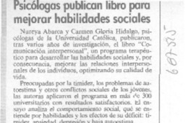 Psicólogas publican libro para mejorar habilidaes sociales.