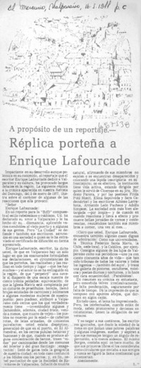Réplica porteña a Enrique Lafourcade.