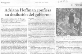 Adriana Hoffman confiesa su desilusión del gobierno : [entrevista]