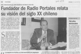 Fundador de Radio Portales relata su visión del siglo XX chileno