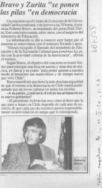 Bravo y Zurita "se ponen las pilas" en democracia.