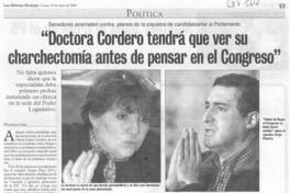 Doctora Cordero tendrá que ver su charchectomía antes de pensar en el Congreso