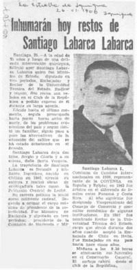 Inhumarán hoy restos de Santiago Labarca Labarca.