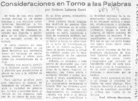 Consideraciones en torno a las palabras