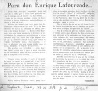 Para don Enrique Lafourcade...