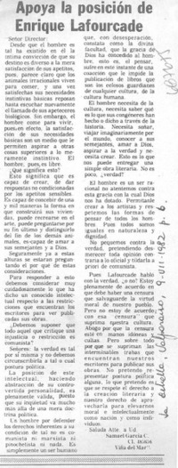 Apoya la posición de E. Lafourcade