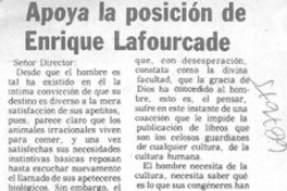 Apoya la posición de E. Lafourcade