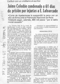 Jaime Celedón condenado a 61 días de prisión por injurias a E. Lafourcade.