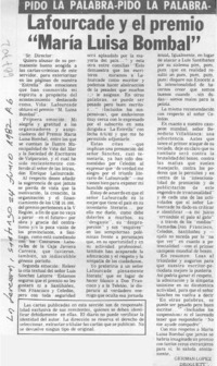 Lafourcade y el premio "María Luisa Bombal"