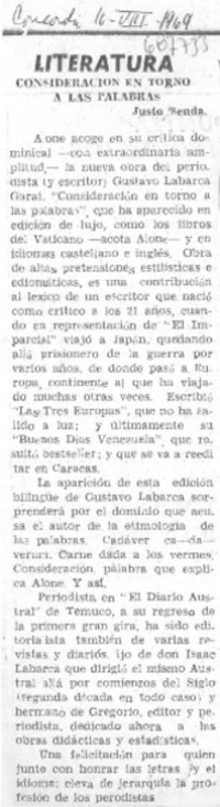 Consideración en torno a las palabras