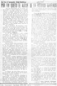 Por fin quieto el autor de la historia novelada