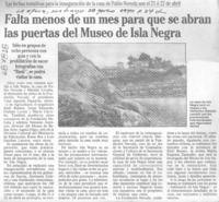 Falta menos de un mes para que se abran las puertas del Museo de Isla Negra.