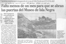 Falta menos de un mes para que se abran las puertas del Museo de Isla Negra.