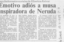 Emotivo adiós a musa inspiradora de Neruda.