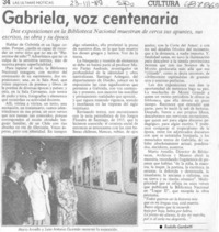 Gabriela, voz centenaria
