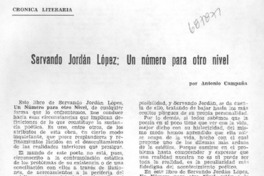 Servando Jordán López: Un número para otro nivel