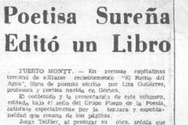 Poetisa sureña editó un libro.