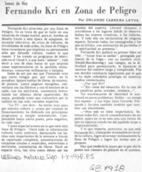 Fernando Kri en zona de peligro