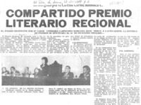 Compartido premio literario regional.