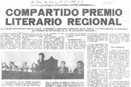 Compartido premio literario regional.