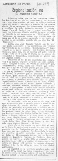 Regionalización, no